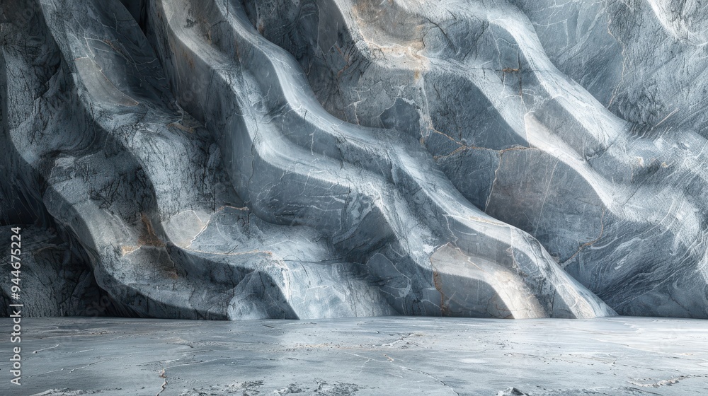 Aufkleber abstract background of wavy gray stone with a flat surface in front.