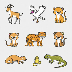 Obraz premium Cartoon Wild Animal Characters