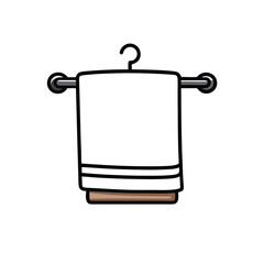 Create a realistic vector depiction of a bath towel hanging on a towel rack.