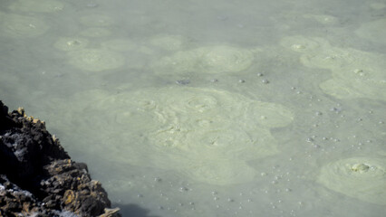 Sikidang Crater (kawah sikidang) full of smoke and sulfur, one of the famous tourist destinations in Wonosobo.