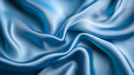 Obraz premium Smooth Blue Satin Fabric Drape Background Texture