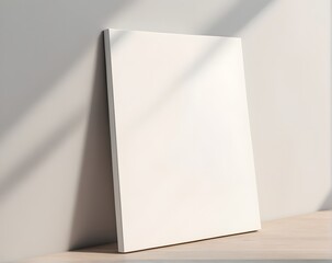 White vertical canvas mockup hanging on a wall 