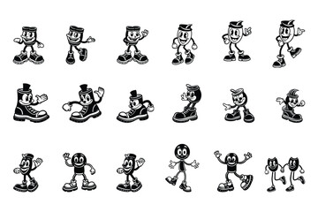 Playful Cartoon Legs: A Versatile Character Set with various footwear