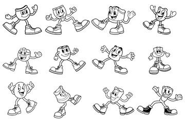Playful Cartoon Legs: A Versatile Character Set with various footwear