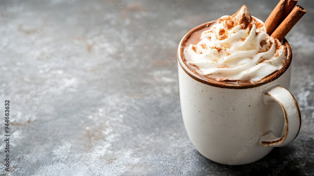 Poster a warm and inviting cup of homemade hot chocolate topped with a sprinkle of cinnamon stick and fluff