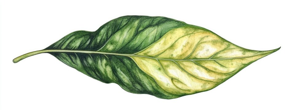 Watercolor illustration of a robelini leaf on a white background