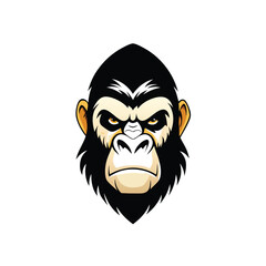 Generate a logo with a gorilla face in a roman warrior style. Use three tones of black, white and orange.