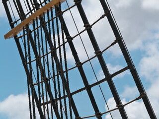 Tokyo, Japan -August 27, 2024:  The mast of a sailing vessel,