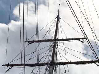 Tokyo, Japan -August 27, 2024:  The mast of a sailing vessel, © Khun Ta