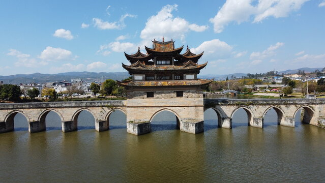 Chinese ancient architecture Yunnan Province Shuanglong brige