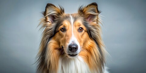 Friendly and intelligent collie dog with long fur and expressive eyes, collie, dog, pet, friendly