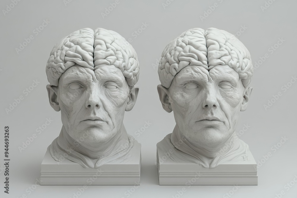 Poster surreal digital rendering of a couple with glowing brains symbolizing intellectual synergy the conne
