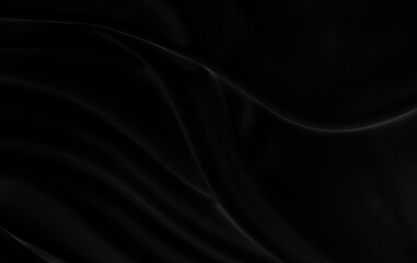 Black gray satin dark fabric texture luxurious shiny that is abstract silk cloth background with patterns soft waves blur beautiful.