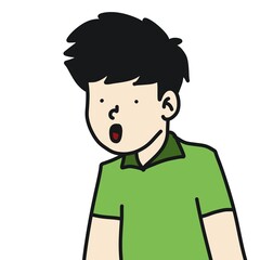 cartoon worried man with white background