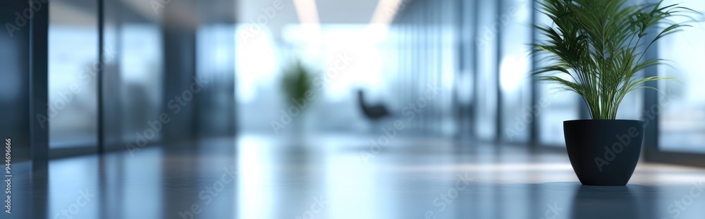 Poster 3d rendering of an empty office room with a blurred background