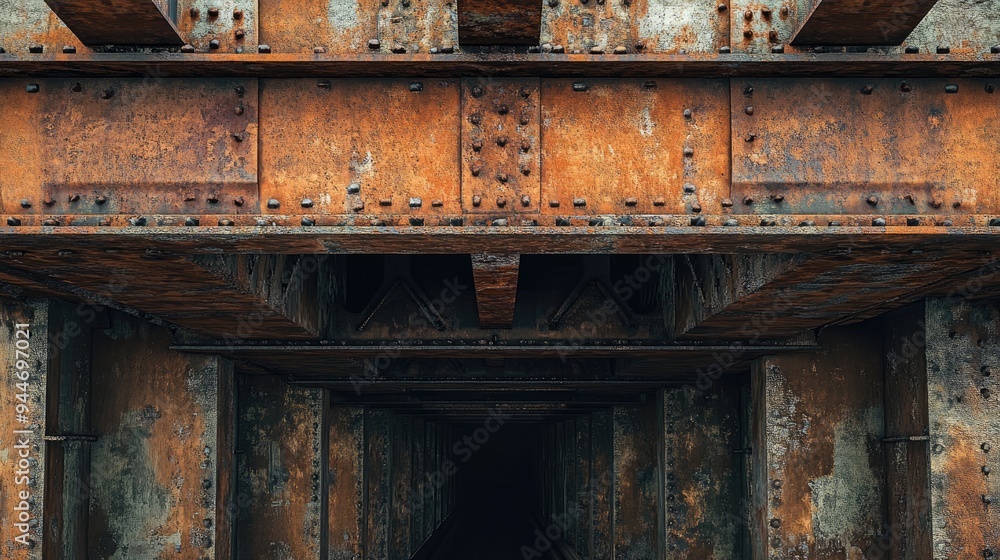 Poster 3d rendering of the underside of a vintage railroad bridge