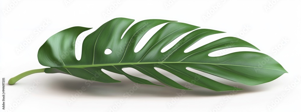 Poster 3D rendering of a monstera leaf isolated on a white background with clipping path