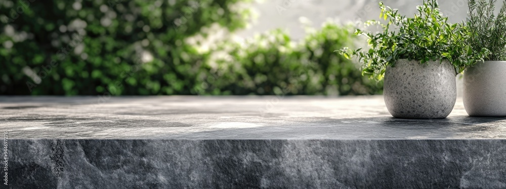 Poster 3d rendering of stone tops with a textured stone background