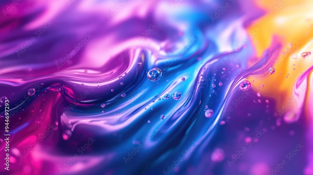 Poster 3d rendering of liquid abstract art in macro perspective