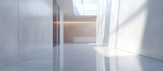 Minimalist and aesthetic hallway 3D rendering