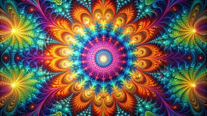 Fototapeta premium Fractal burst background with vibrant colors and intricate patterns, fractal, burst, background, abstract, design, digital