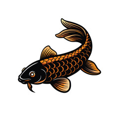Vector silhouette of a koi fish on a white background.