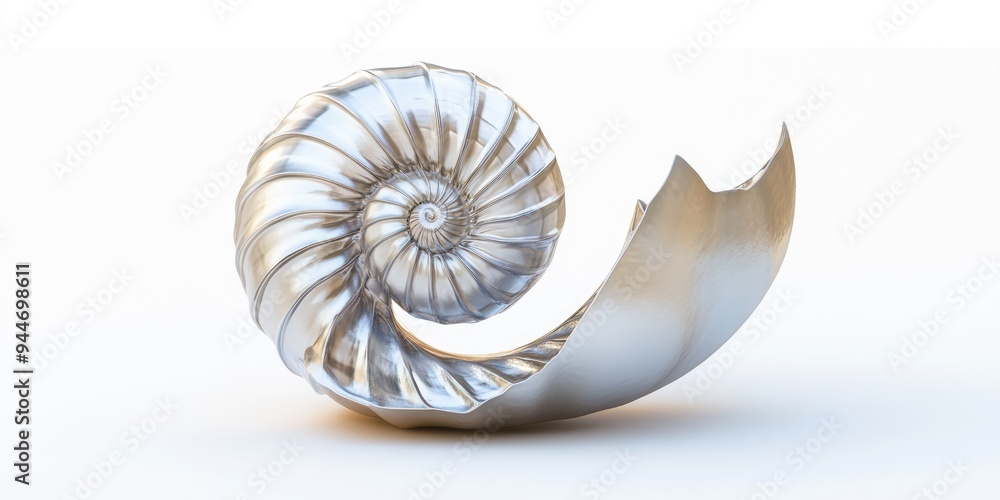 Poster 3d rendering of a nautilus shell isolated on a white background