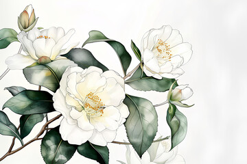 Fototapeta premium 美しいサザンカの花
