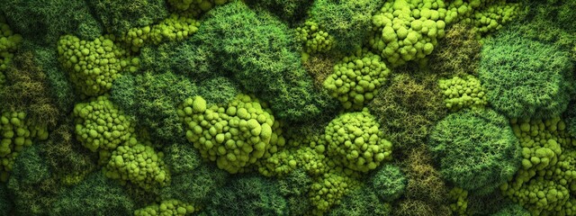 3D rendering of moss used for artistic paintings and interior decor featuring dyed moss elements