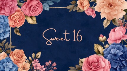 A floral design celebrating a Sweet 16 birthday milestone.