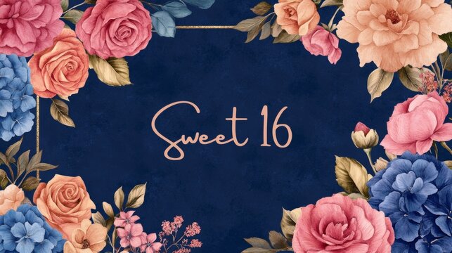 A floral design celebrating a Sweet 16 birthday milestone.