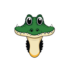 Cartoon alligator with big eyes and sharp teeth.