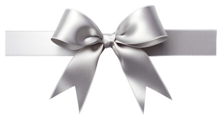 PNG  Elegant silver ribbon bow decoration