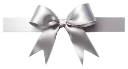 PNG  Elegant silver ribbon bow decoration