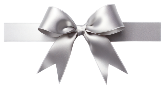 PNG  Elegant silver ribbon bow decoration - Powered by Adobe