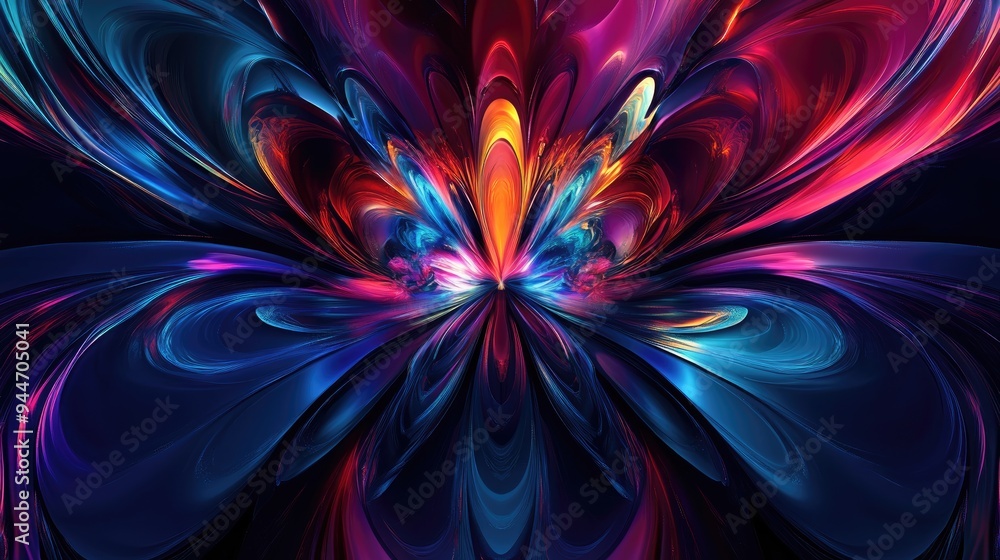 Poster Abstract digital fractal fantasy design background in 3D cartoon rendering style