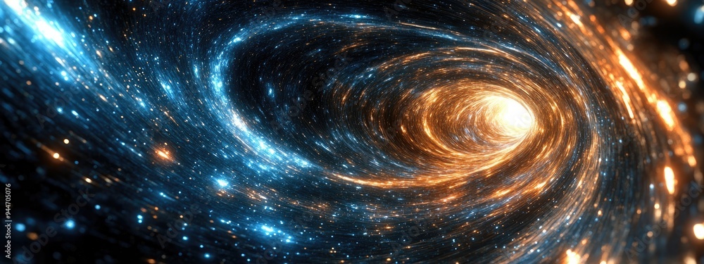 Poster Glowing wormhole in space a 3D cartoon rendering depicting interstellar warp and travel through space and time 3D rendering