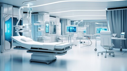 High-tech hospital room with automated monitoring systems