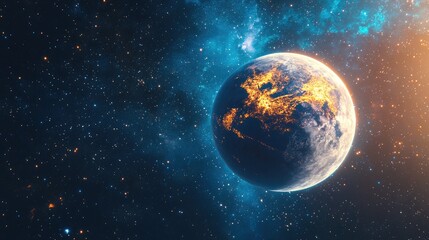 Obraz premium Planet in the universe depicted in 3D cartoon rendering