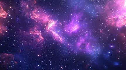 Naklejka premium Colored nebula and open cluster of stars in the universe in 3D cartoon rendering