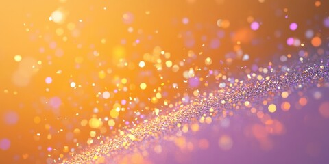 Glitter flies in shades of white gold and purple in a 3D cartoon rendering against an orange backdrop