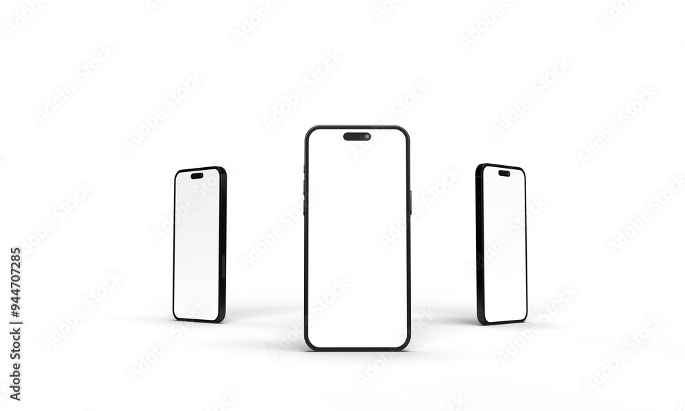 Poster smartphone mobile phone device white isolated mock up empty display template blank business advertis