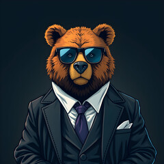 Fototapeta premium A bear or panda wearing glasses and a suit