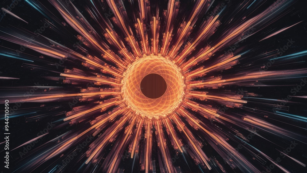 Poster fractal background with abstract light streaks and space for text