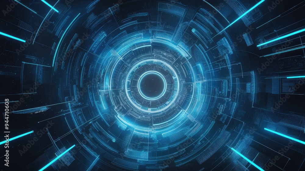 Poster Futuristic Abstract Blue Plexus Background in Technology Design