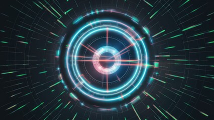 Futuristic Glitchy HUD Target - Cyberpunk Style Distorted User Interface Overlay for Gaming, Film, Sci-Fi, Drone Footage, and VR. Tech Concept Hologram Screen Template.