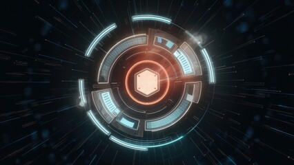 Futuristic Spinning HUD Element: Rotating Geometric Shape for Game and Infographic Communication