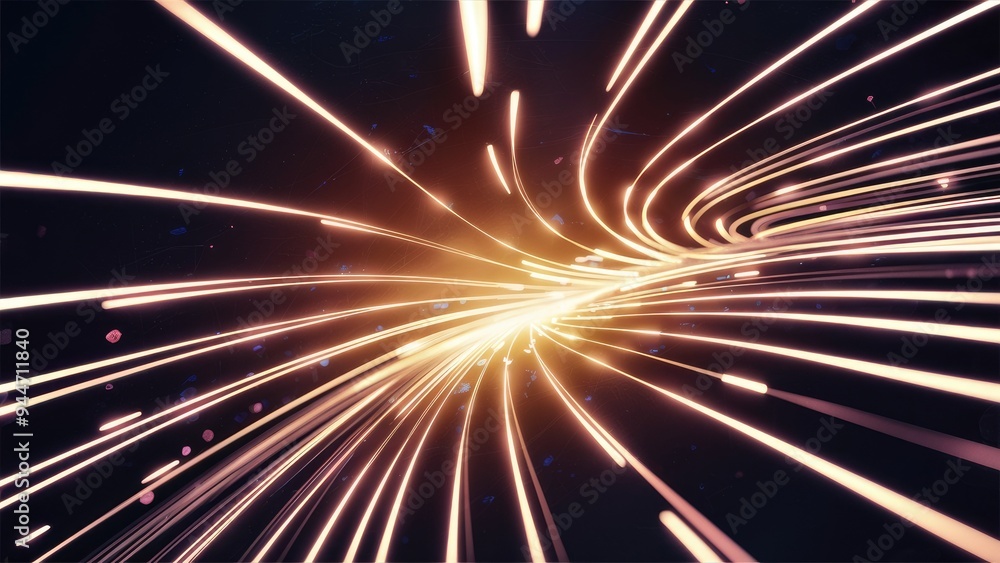 Poster futuristic abstract background featuring glowing particles creating dynamic curved lines in 3d illus