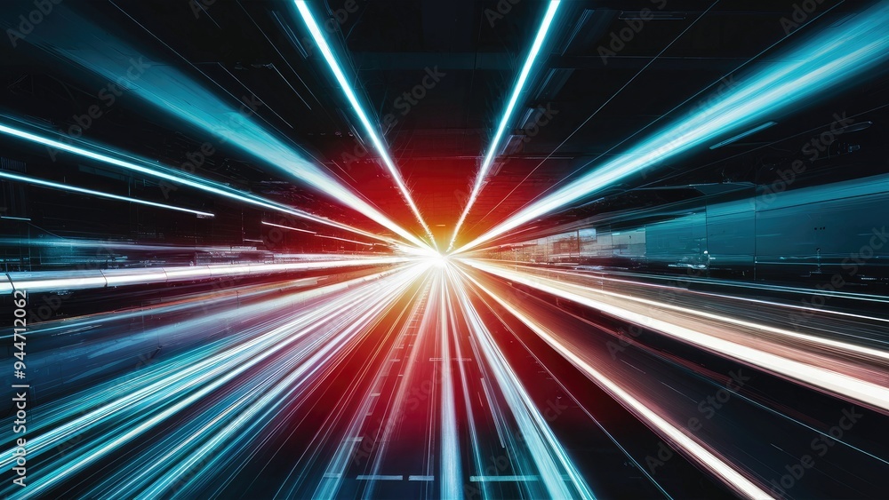 Poster futuristic abstract light glare effect showcasing dynamic movement and speed.
