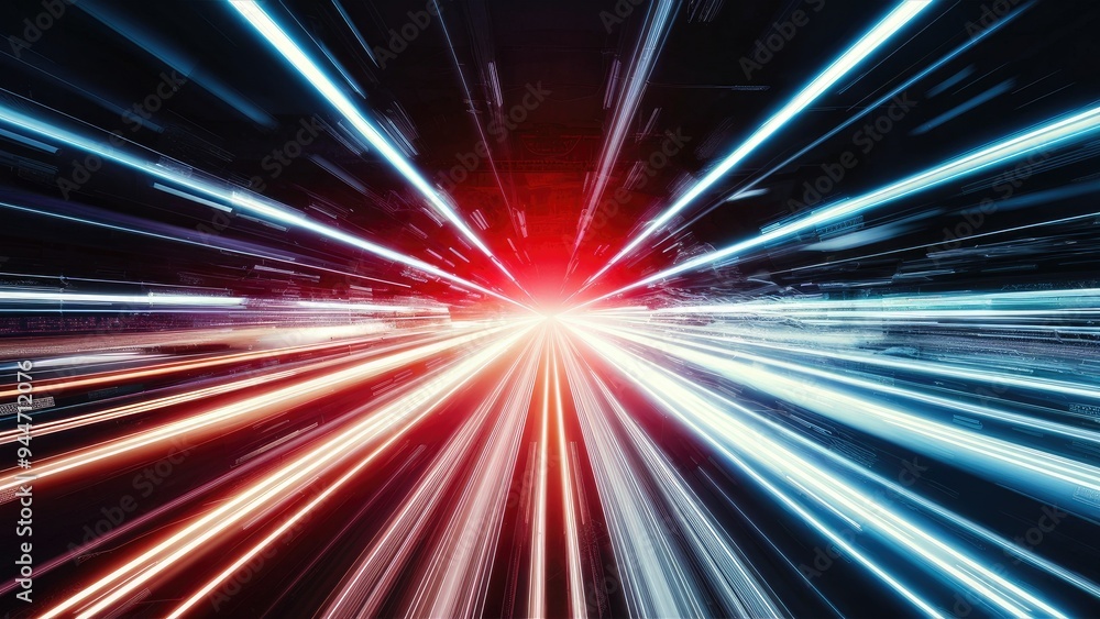 Poster futuristic abstract light glare effect showcasing dynamic movement and speed.